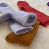 Wool Socks for Women Autumn Winter Medium Tube Socks Thickened With Wool Warm Rabbit Hair Socks Winter Black Cashmere Stockings 4