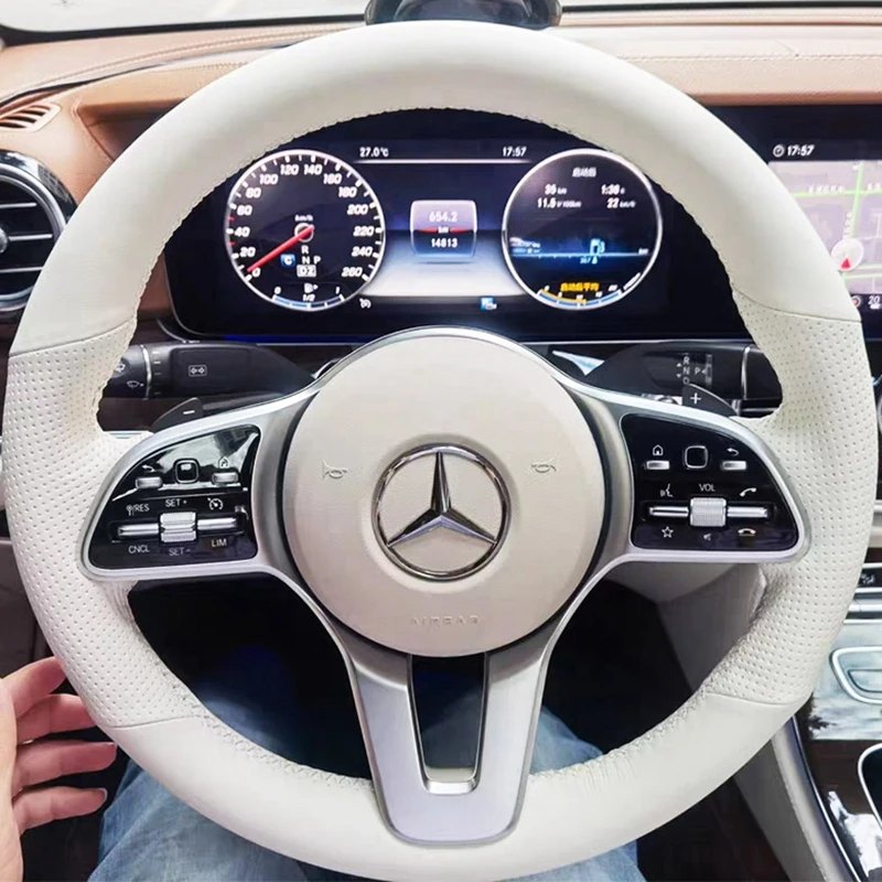 Geflecht Auto Lenkrad abdeckung benutzer definierte Echt leder Autozubehör für Mercedes Benz a w177 b w247 c-Klasse w205 cls-Klasse