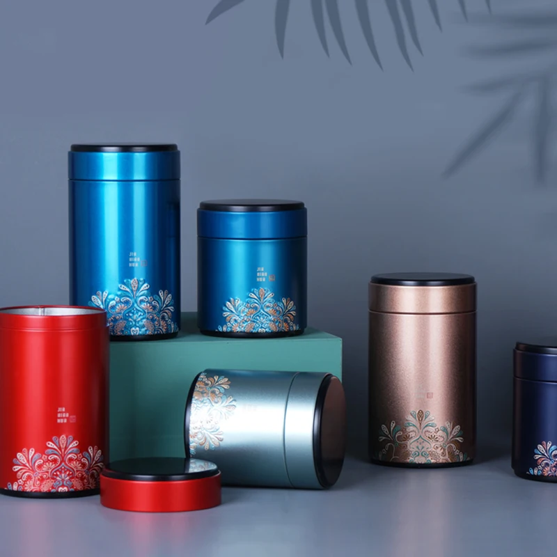 Exquisite Metal Tea Sealed Box Round Solid Color Tea Packaging Jar for Dry Storage of Coffee Spice Candy tea tin box tea canister airtight container