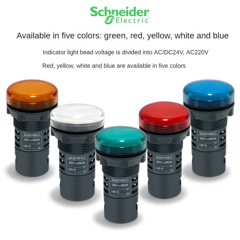 Indicador Led Schneider-luz de Advertência Vermelha e Verde Luz de Sinal de Botão ac dc 24v 220v Xa2evb3lc 22 mm