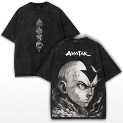 Avatar: The Last Airbender Vintage Aang Graphic Oversized Cotton Tee - S (Black)