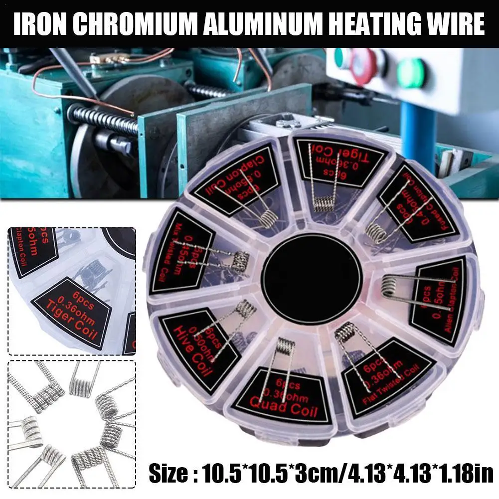 

48pcs/box Iron Chromium Aluminum Heating Wire Fused Coil Heating Resistance Wire Coil 8 In 1 Hot Wire Resistance Wire