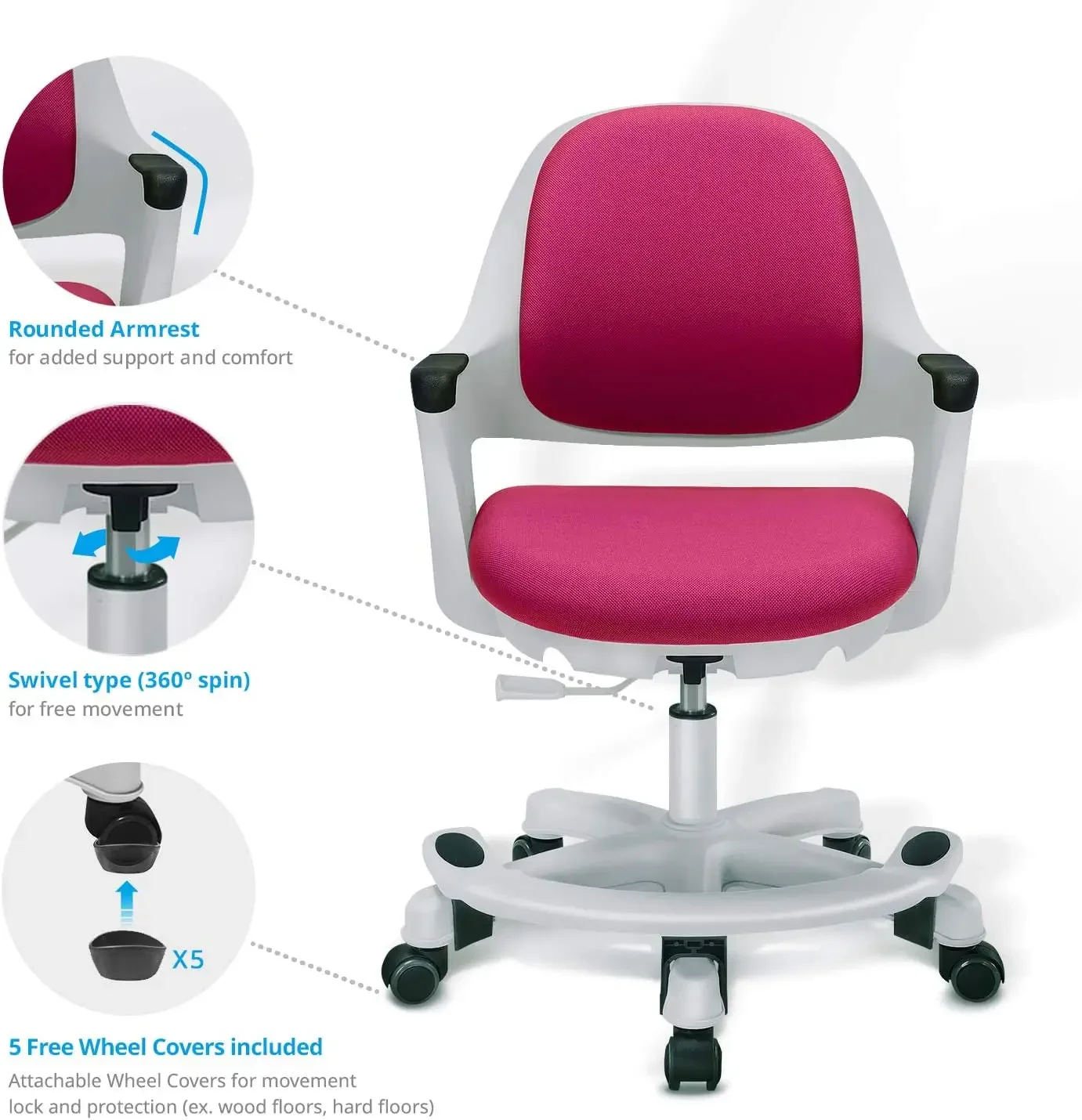 NEW-Kids Desk Chair, Ergonomic Design Desk Chair with Footrest, Height Adjustable Seat, Comfy Comfortable Cushion Computer Task