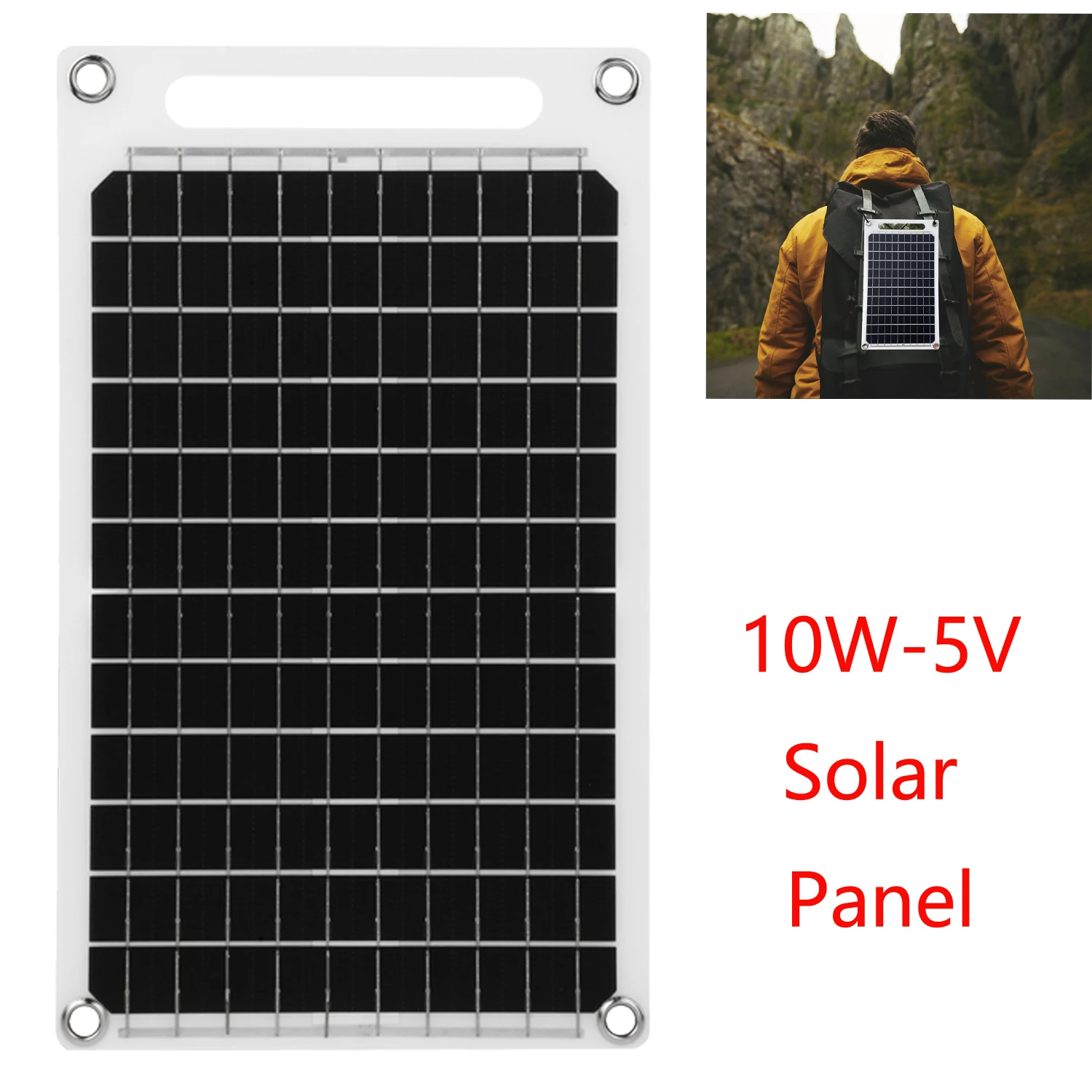 Solar Panel 10W USB 5V Waterproof Outdoor Hiking Camping Portable Battery Mobil Phone Charging Power Bank