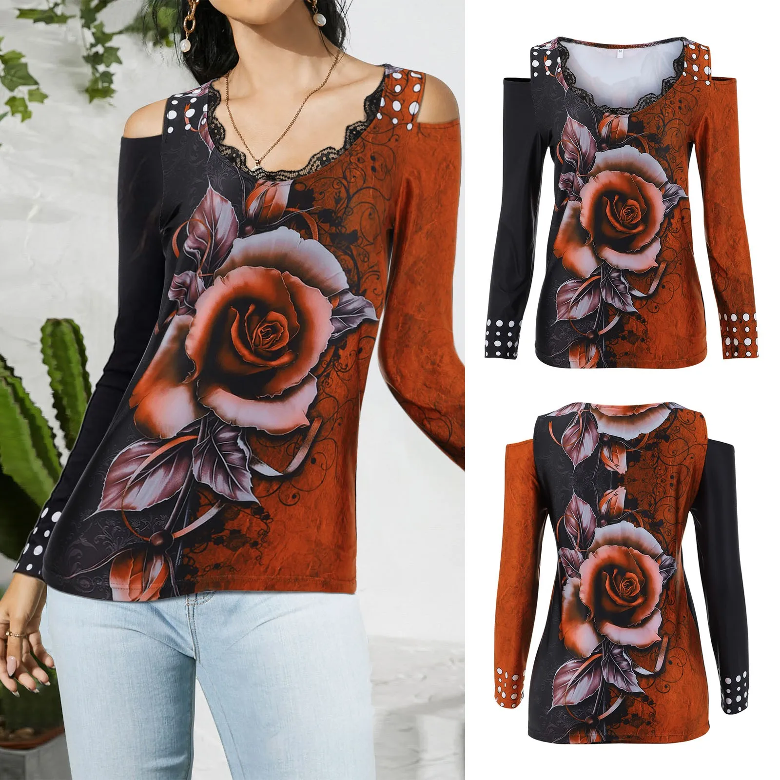 

Workout Loose Tops Women Womens Top Autumn Sexy Floral Printed Tops Long Sleeve T Shirt Women 3x Women's Long Sleeve Undershirts