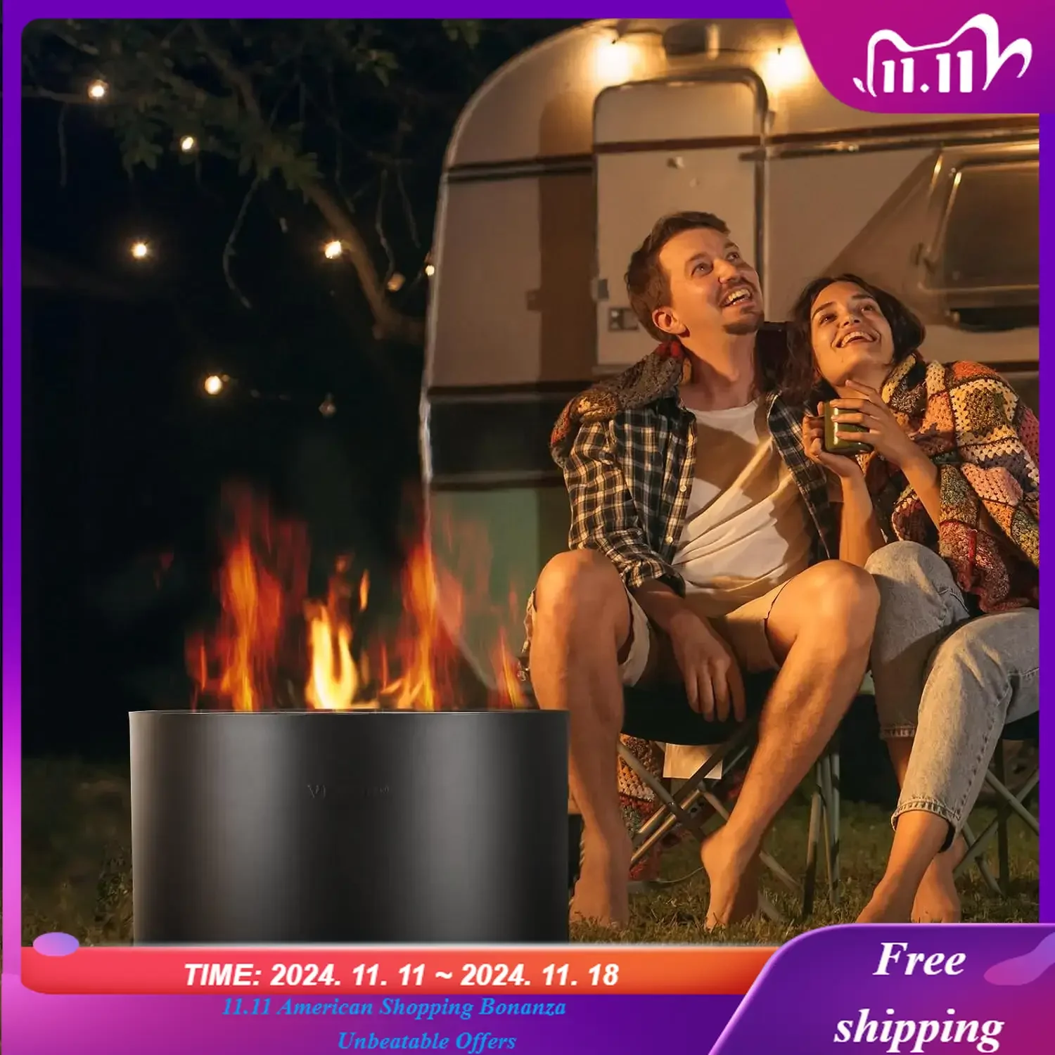 28 inch Smokeless Fire Pit Stove Bonfire, Wood Burning Fireplaces with Removable Ash Pan, SUS430 Stainless Steel
