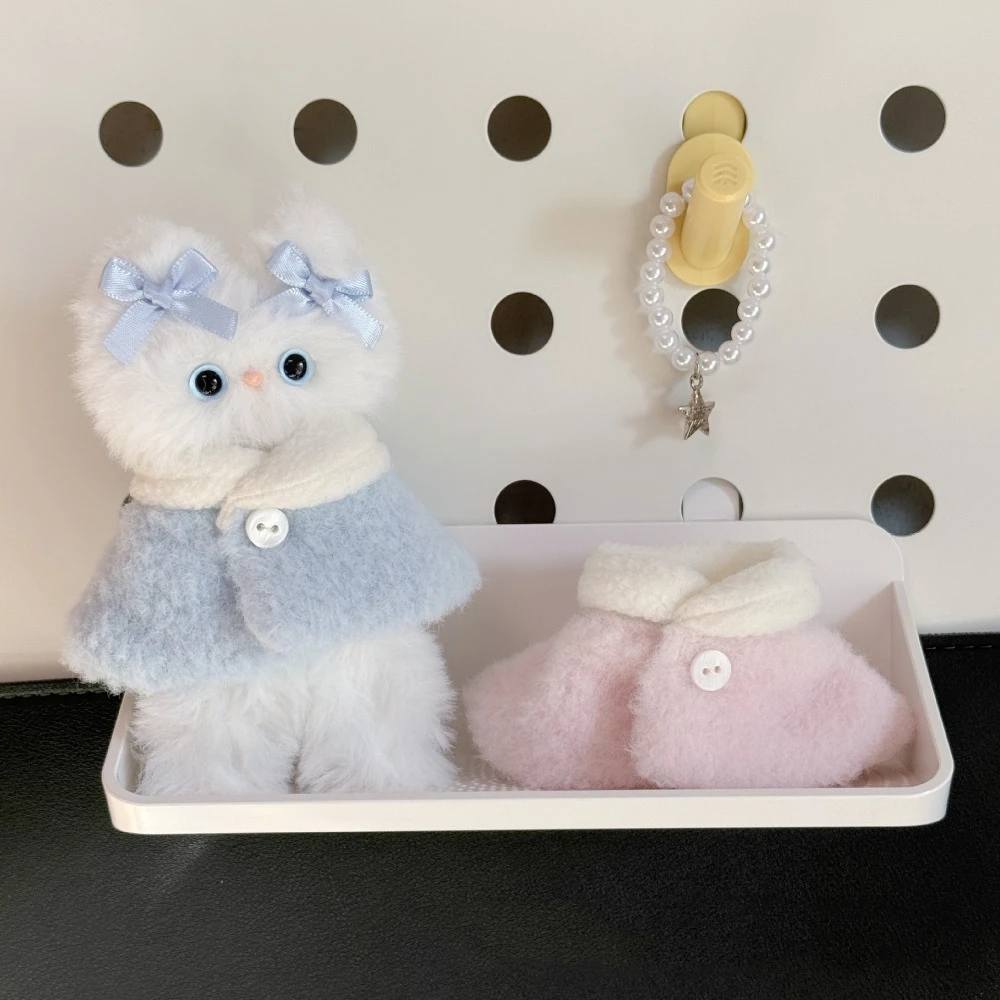 Macaron Outfit Doll Clothes Cotton Stuffed Doll Doll Dress Up Accessory Fur Cloak Coat Checkered Cloak for 10~15cm Doll