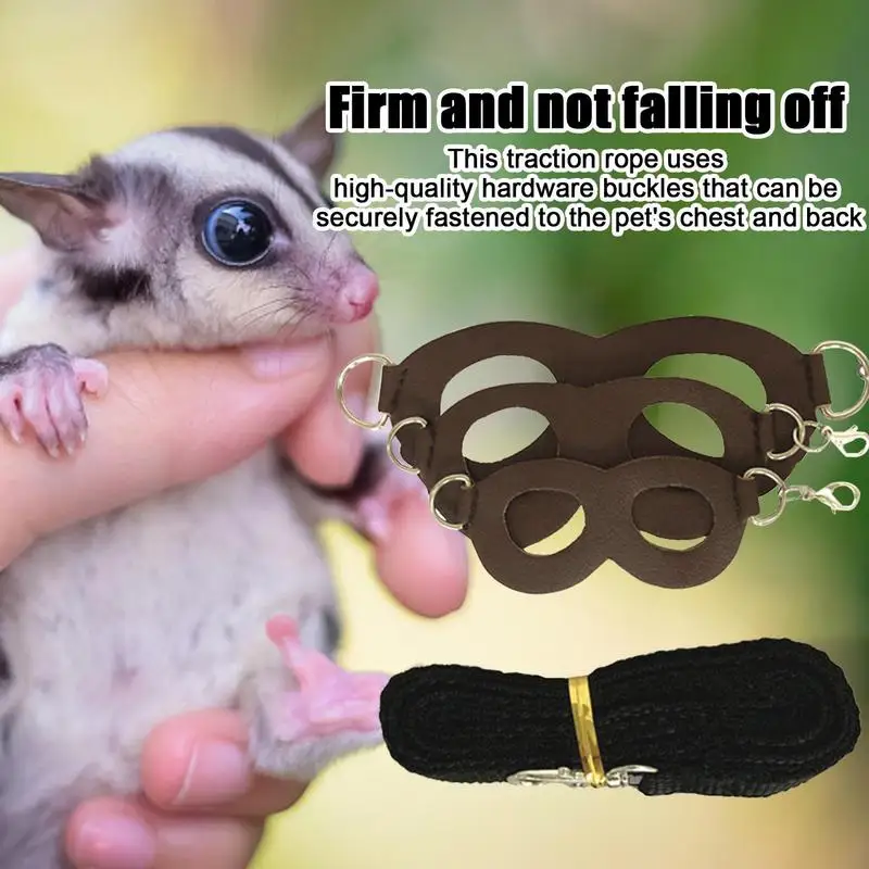 3PiecesWalkTrainingLeashVestLeashOutdoorSugarGliderLeash