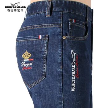 Bruce&Shark Men's JeansThicken Cotton Stretching Fashion Casual Straight Leg Soft Loose Hot Selling Big Size Four Season Wear