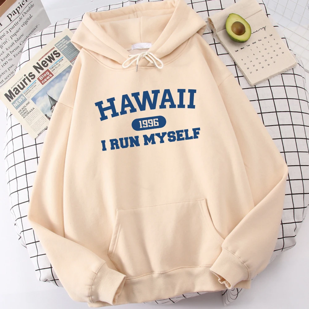 

Hawaii 1996 I Run Myself Print Men'S Hoodie Fashion Comfortable Hoodies Quality Fashion Clothing Vintage Oversized Clothes Men