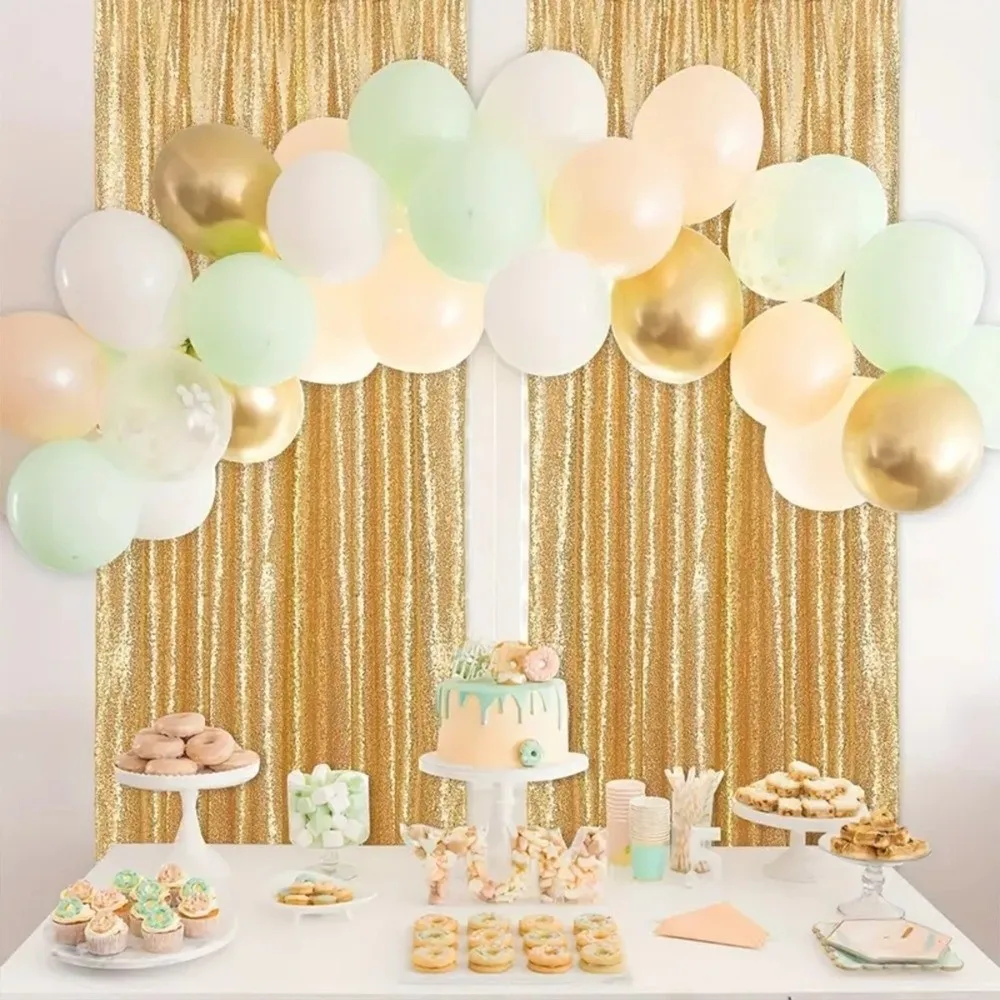 Party Supplies Colorful Sequin Backdrop Curtain Polyester Funny Sequence Backdrop Decorative Sparkly Sequin Backdrop Baby Shower