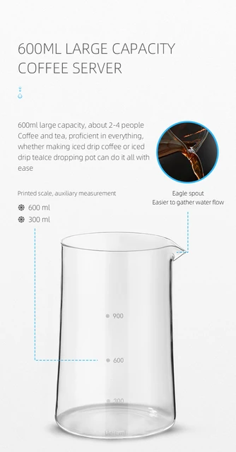 600ml Glass Cold Brew Coffee Maker Adjustable Flow Iced Drip Coffee Pot  with 100pcs Paper Filter Home Barista Camping Tools