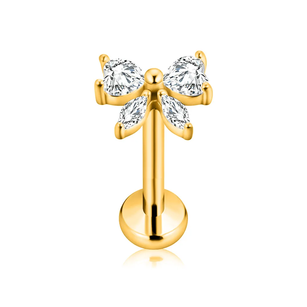 ASTM F136 G23 Titan Blütenblätter Blatt Herz Schmetterling Threadless Piercing Pin Push-in Labret Daith Conch Ohrring 16G 18G 20G – Detail 9