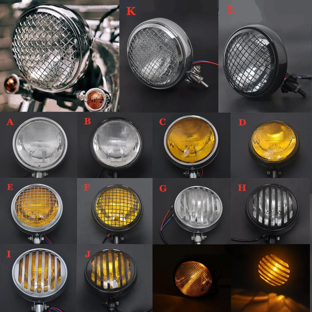 

6" Motorcycle Round Headlight Hi/Lo Beam Headlamp Moto Front Light Retro Halogen Head Lamp Lights For Cafe Racer Chopper Bobber