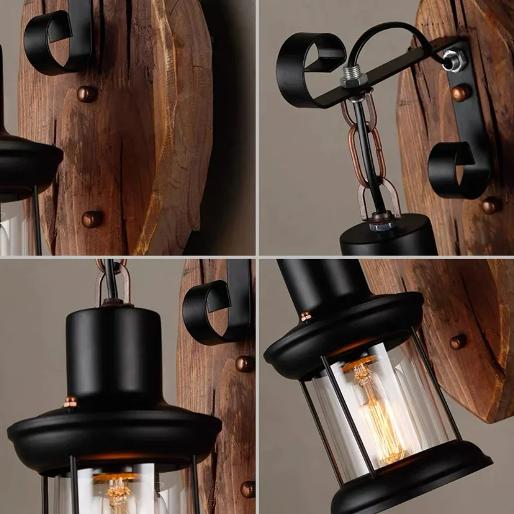 Retro Industrial LED Cage Wall Light Retro Loft Wall Lamps Black Lamp Shade E27 Sconce Lights Modern Indoor Lighting Fixture