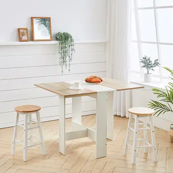 【Lifeideas】Modern Drop Leaf Dining Table Foldable Useful