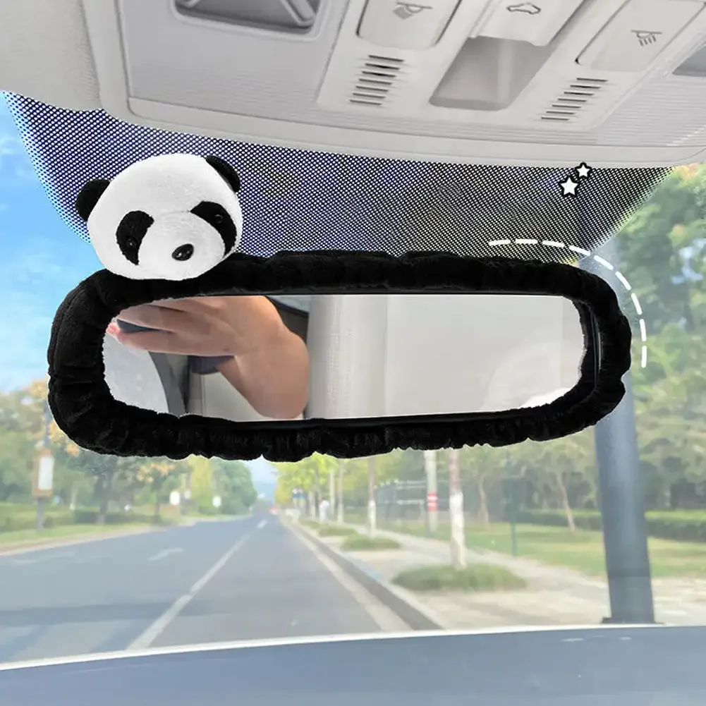Rearview Mirror Cover Cute Car Rearview Mirror Cover Cartoon Plush Rabbit Heart Auto Rear View Mirror Decoration Rear View Case Accessories