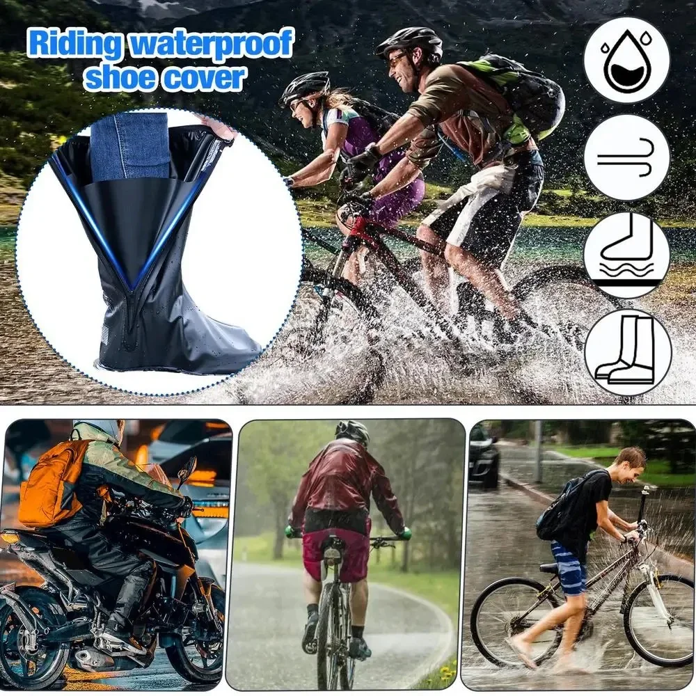 Anti-Slip Reusable Foldable High Waterproof Rain Boot Shoe Cover Shoe Protector-Motorcycle Rain Shoe，Waterproofing solutions for