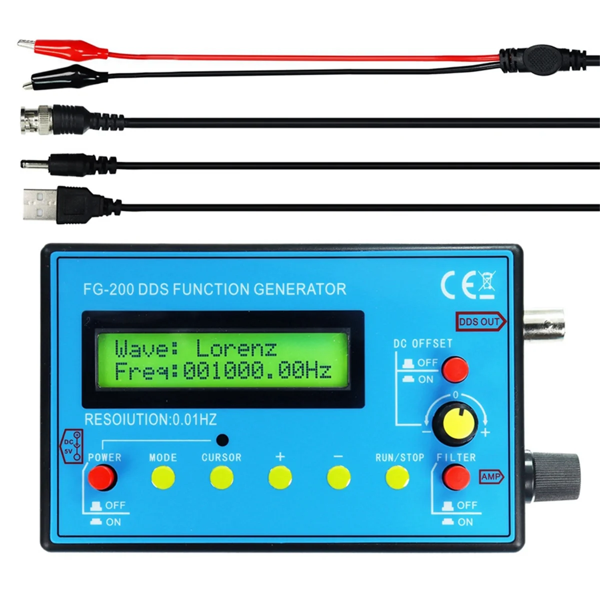 Tools FG-200 DDS Function Signal Generator Frequency Counter 0.01Hz-500KHz Signal Source Module Sine+Square+Sawtooth Waveform