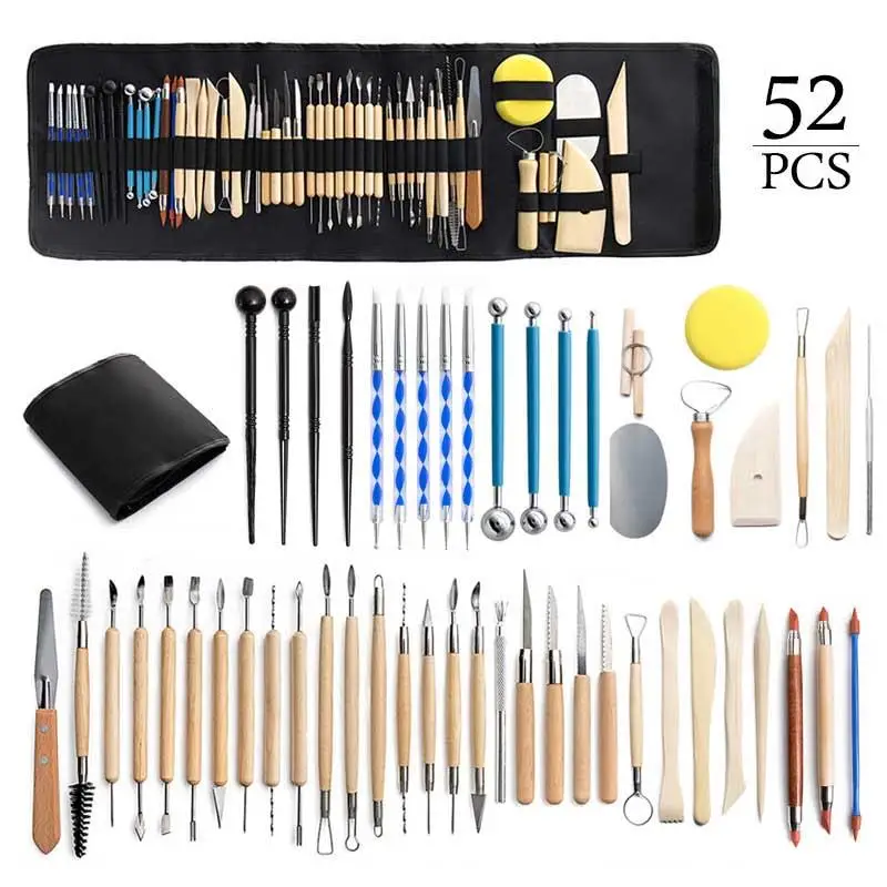 Pottery Clay Sculpting Tools Pottery Carving Tool Kit With Carrying Case Bag  For Beginners Professionals Pottery Modeling DIY