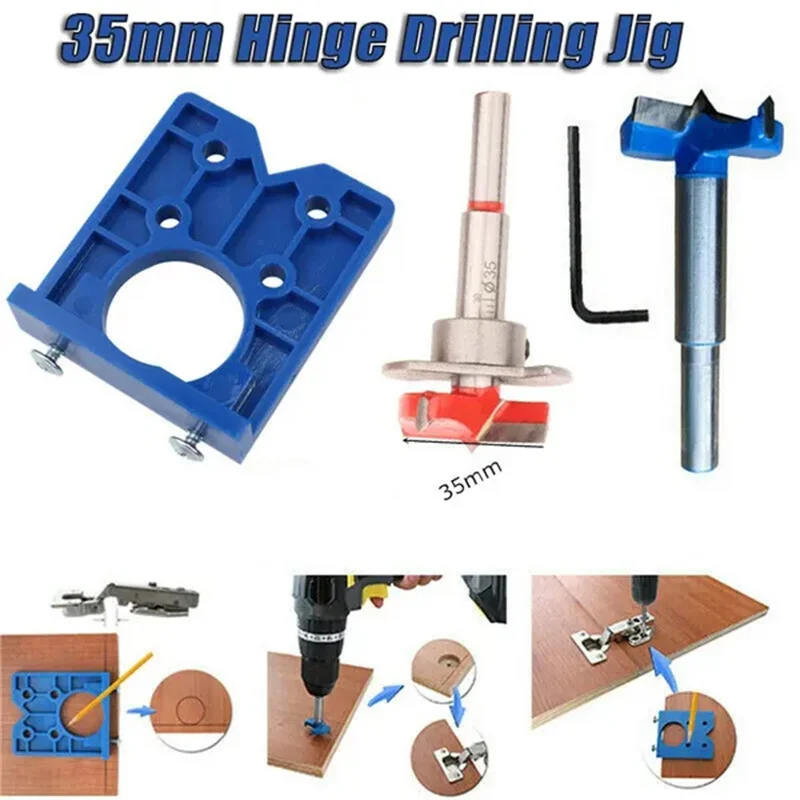 

35mm Hinge Hole Drilling Guide Locator Hinge Drilling Jig Concealed Guide Woodworking Hole Opener Door Cabinet Accessories Tool