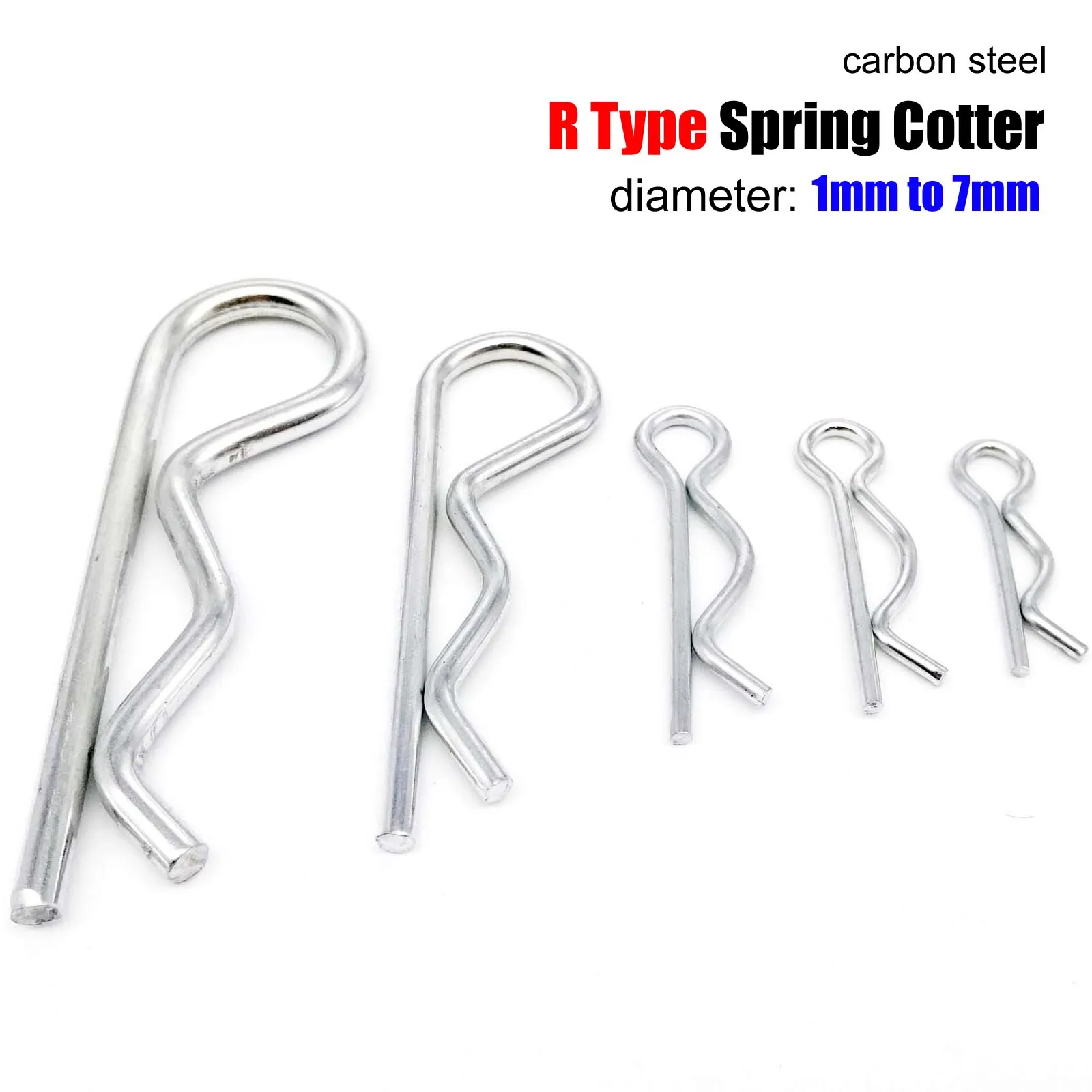 1/2/5/10/20pcs M1  M7 스틸 R 유형 스프링 코터 핀 웨이브 모양 분할 클립 클램프 헤어 트랙터 핀 자동차 막대 직경..