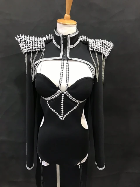 Black Sequin Sexy Leotard Jumpsuit Female Singer Performance Stage Costume  - China Theatrical Costume and Performance Clothes price