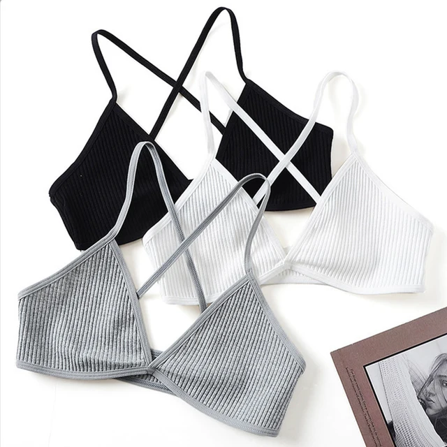 Soutiens-gorge en coton confortables pour femmes, style fin, bralette sans doublure, sexy, coupe triangle en V profond, dos croisé, soutien-gorge de beauté 1