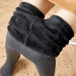 Women's Thread Leggings Thermal Pants Trousers Plus Velvet Leggings High Waist Pantyhose Lined Thick