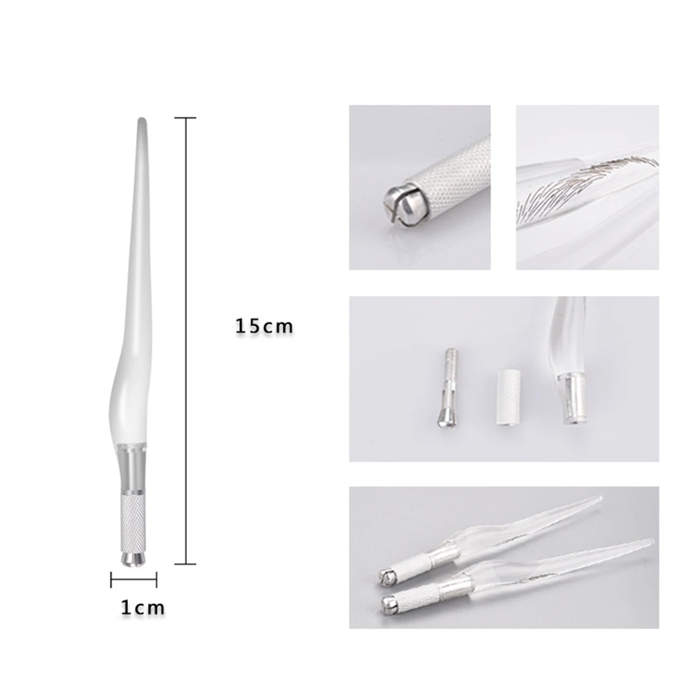 10/50pcs Transparent Tattoo Manual Pen Machine Professional Permanent Makeup Hand 3D Microblading Eyebrow Tool Tattoo Supply