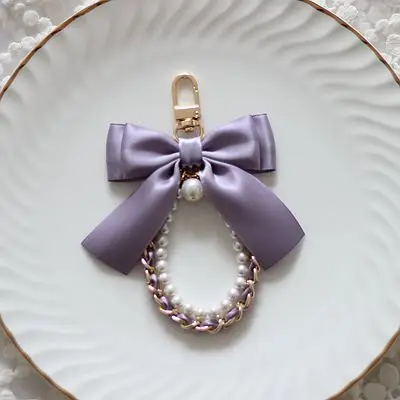 New Handmade Cute Fantasy Girl Pink Mobile Phone Pendant Bow Hand Carrying Pearl Chain Car Key Ring Bag Charms Bag Pendant