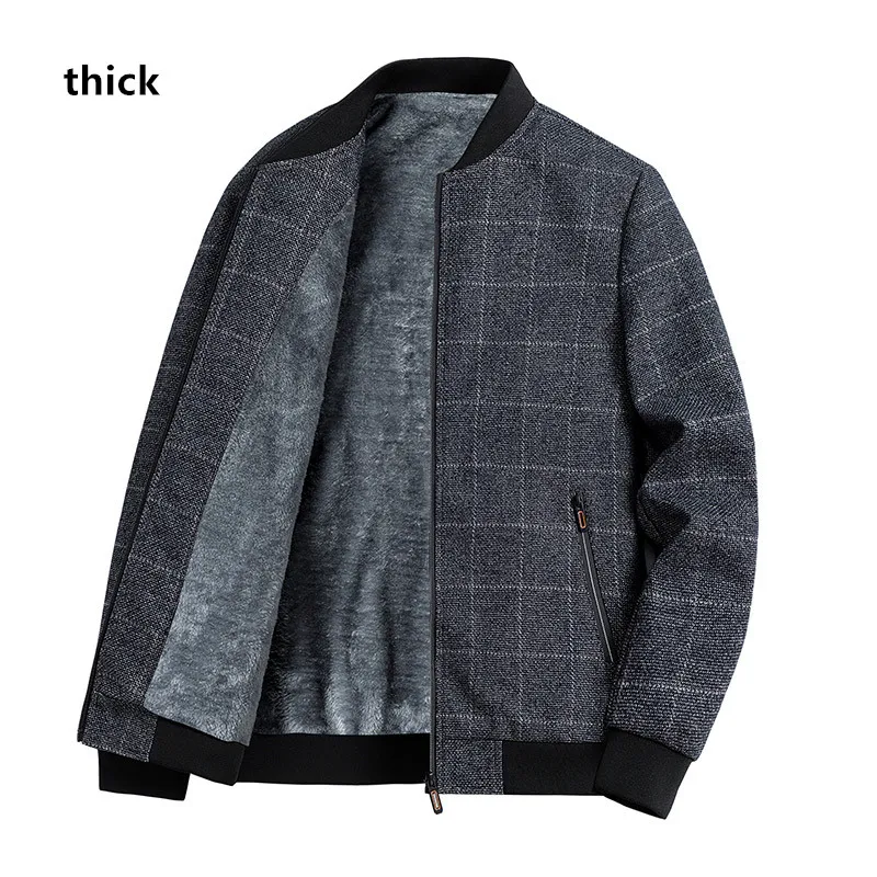 

New Men'S Trend Spring Autumn Loose Fitting Korean Handsome Coat Winter Middle-Aged And Young Casual Versatile Plaid Jacket