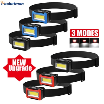 미니 COB LED 헤드램프, 3 가지 스위치 모드, 방수 헤드라이트, 매우 밝은 헤드 램프, 비상 조명, 헤드 손전등, 신상