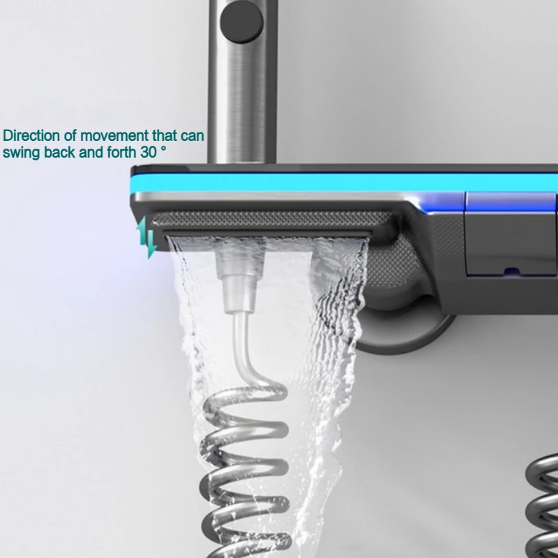 Luxury Bathroom Shower Faucet Full Set Shower System with Light Tempered Glass Temperature Smart Digital Display Hot Cold Mixer 4