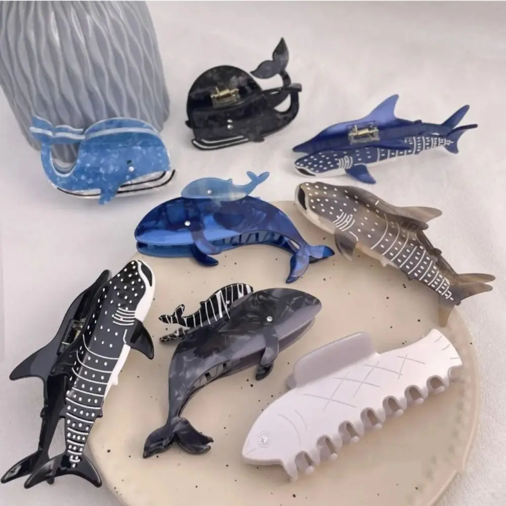 

Acetate Shark Whale Hair Catch Hair Accessories Metal Marine Animal Series Hair Clips Acrylic Blue Whale Dolphin Hair Clip