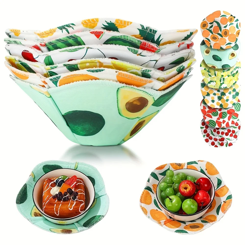 Cotton Coasters Microwave Bowl Holders Fruit Pattern Safe Hot Soup Holder Heat Resistant Bowl Cozy Multipurpose Food Dish Pads