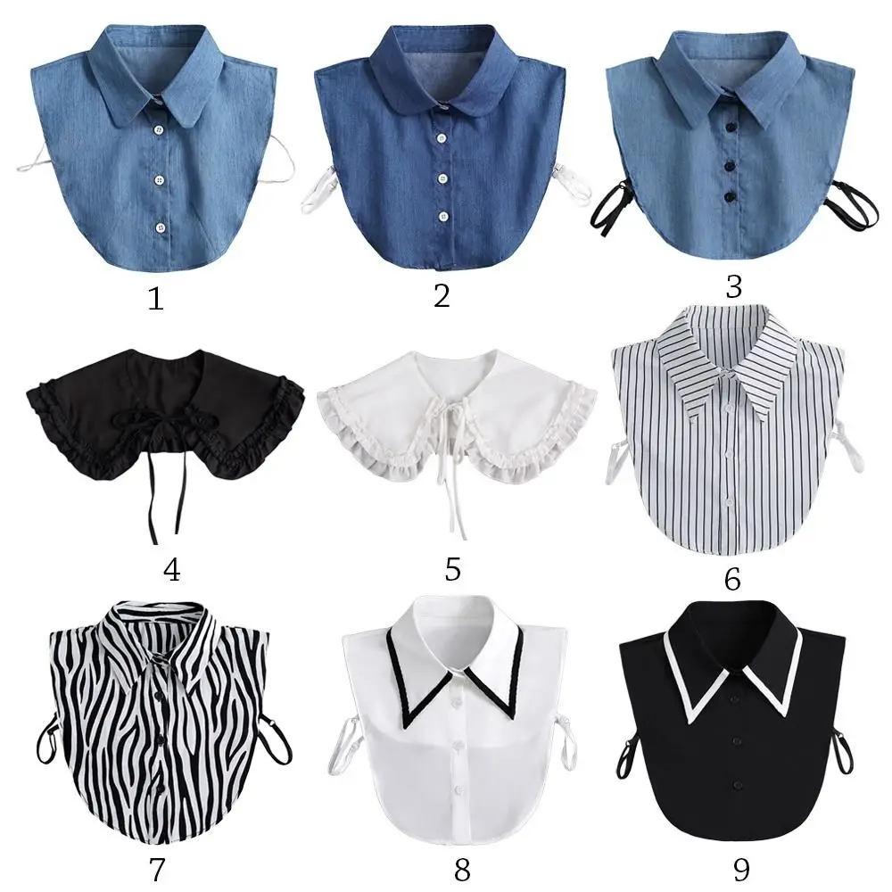 Vintage Detachable Fake Lapel Collar for Women Blouse Sweater False Top Neckwear Ties