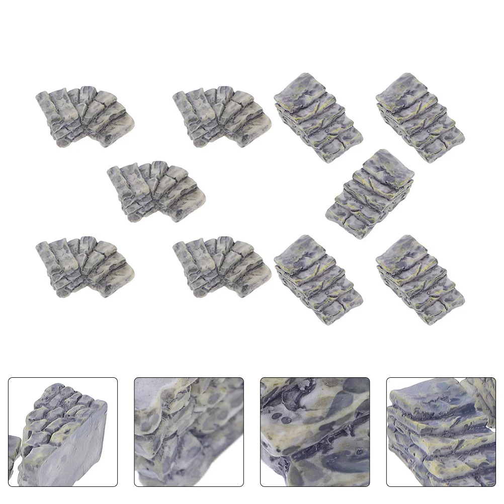 10Pcs Stair Ornaments Micro Landscape Accessories Resin Mini Stone Fish Tank Small Decoration Steps Tabletop Miniatures