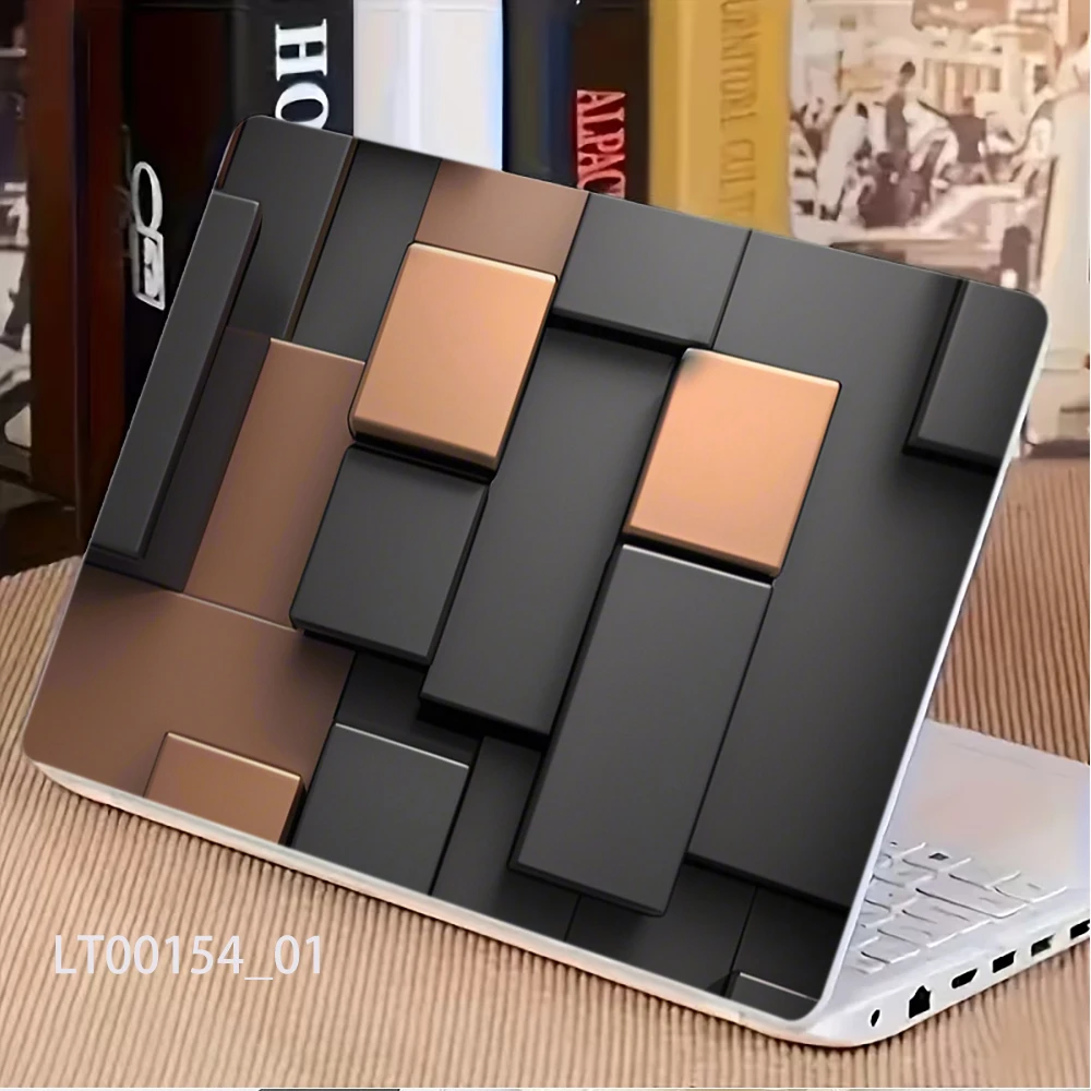 기하학적 나뭇결 노트북 스킨 스티커, 12-17인치 맥북 HP 레노버 델 노트북용 방수 비닐 데칼