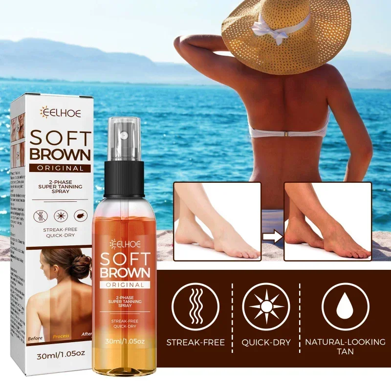 30ml Super Tanning Spray Soft Brown Repair Gel Summer Beach Outdoor Sunscreen Quick Dry Body Self Tanners Bronzers