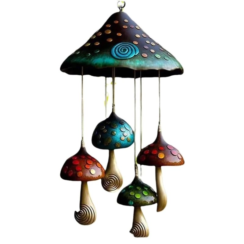 Vintage Resin Mushroom Wind Chimes Rust Resistant, Unique Texture, Ethereal Sound Yard Decor, Hanging Pendants L9BE 3