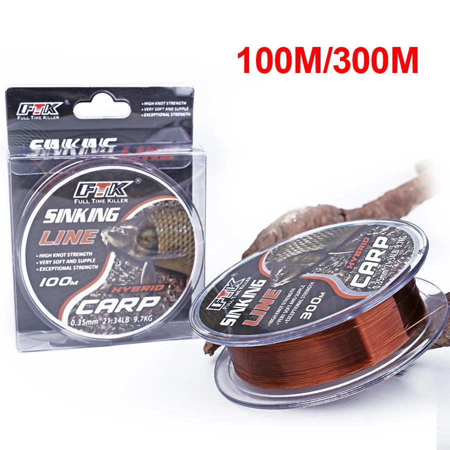 FTK Fluorocarbon Coating Fishing Line 100m/300m 0.14mm-0.50mm Carbon Fiber Leader Line Fishing Lure Wire Sinking