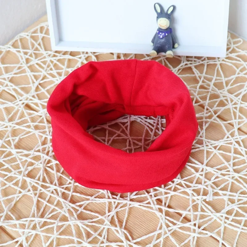 Kids Cotton Scarf Multipurpose O Neck Ring Scarf Solid Print Children Autumn Winter Warm Windproof Scarves for Boys Girls