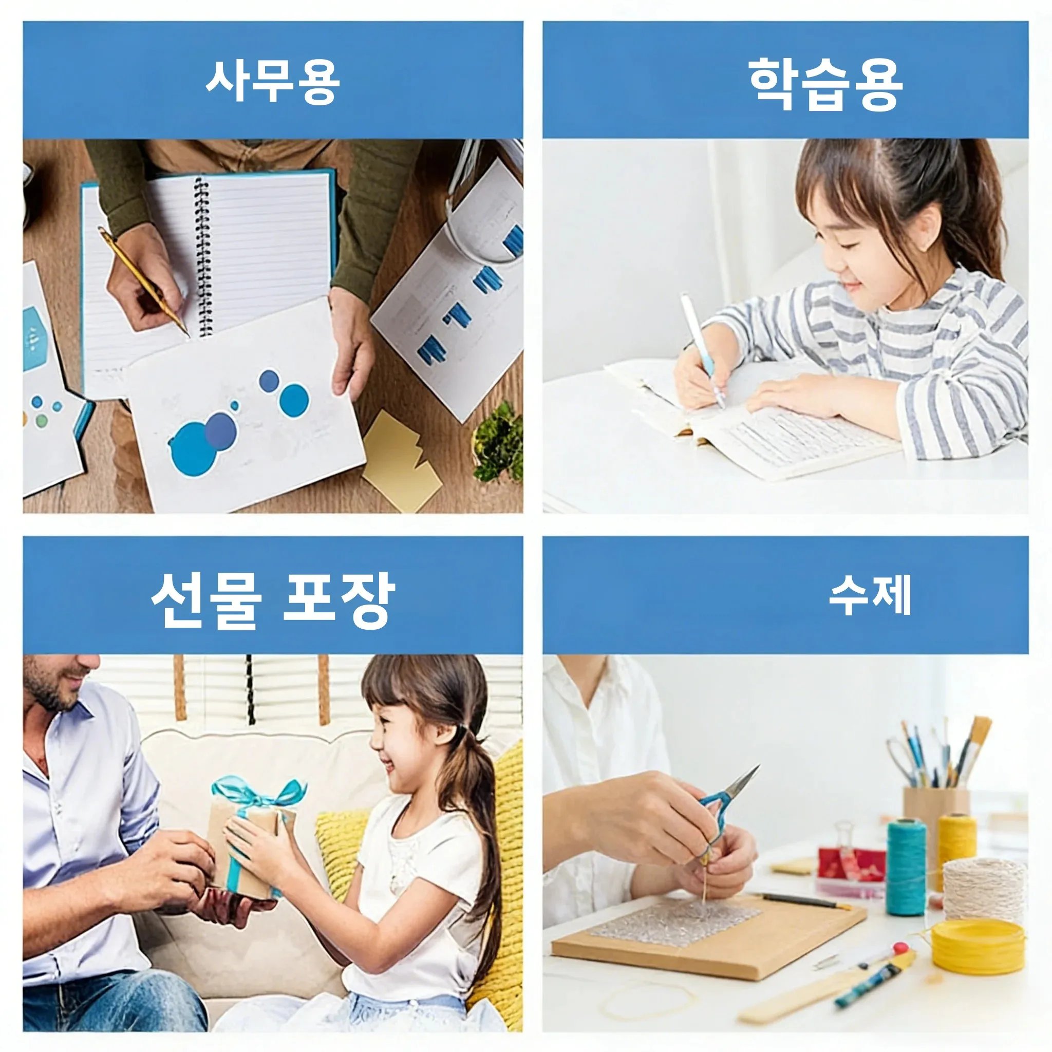 다목적 강력한 끈끈한 양면 테이프 사무용품 학생 DIY 아트 공예 테이프 잔여물 없음 0.9cm*10m