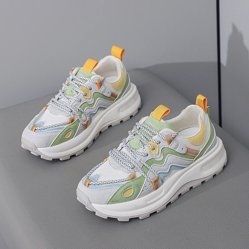 

CRLAYDK 2024 Women's Chunkt Platform Sneakers Mesh Breathable Dad Shoes Casual Lace-Up Walking Fashion Running Sports Tennis