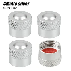 Airtight Seal Tire Valve Caps with O - Ring - Set of 4 Universal Stem Covers (Matte - Silver)