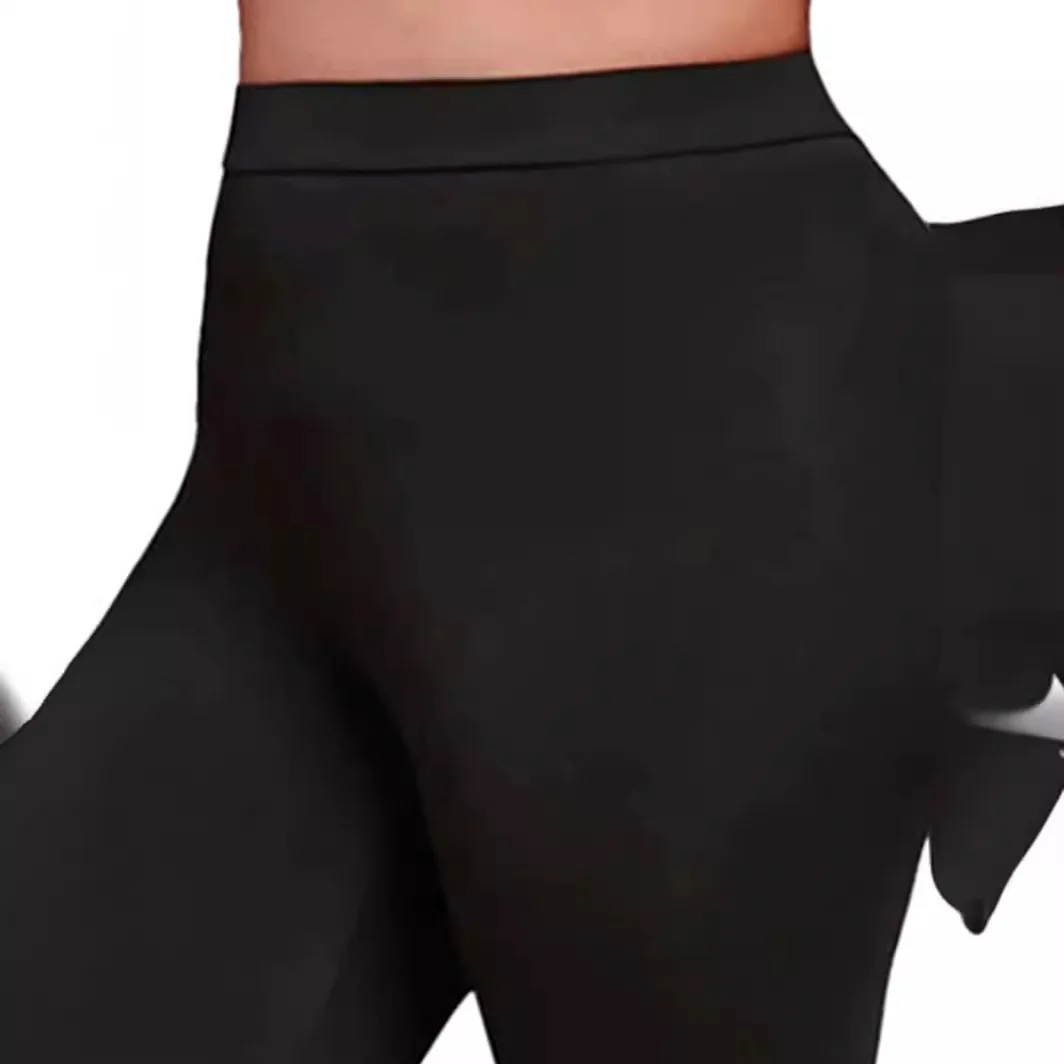 Women Lace Hollow Out Plus Size Black Sports Leggings New Big Size High Elastic Slim Hollow Seven Inch Straight Leg Pants