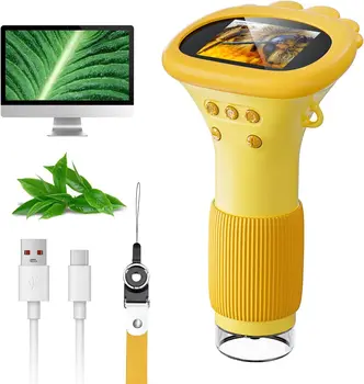 Microscopio per bambini Microscopi digitali portatili portatili con schermo IPS da 2 pollici 1000X con 8 luci LED regolabili