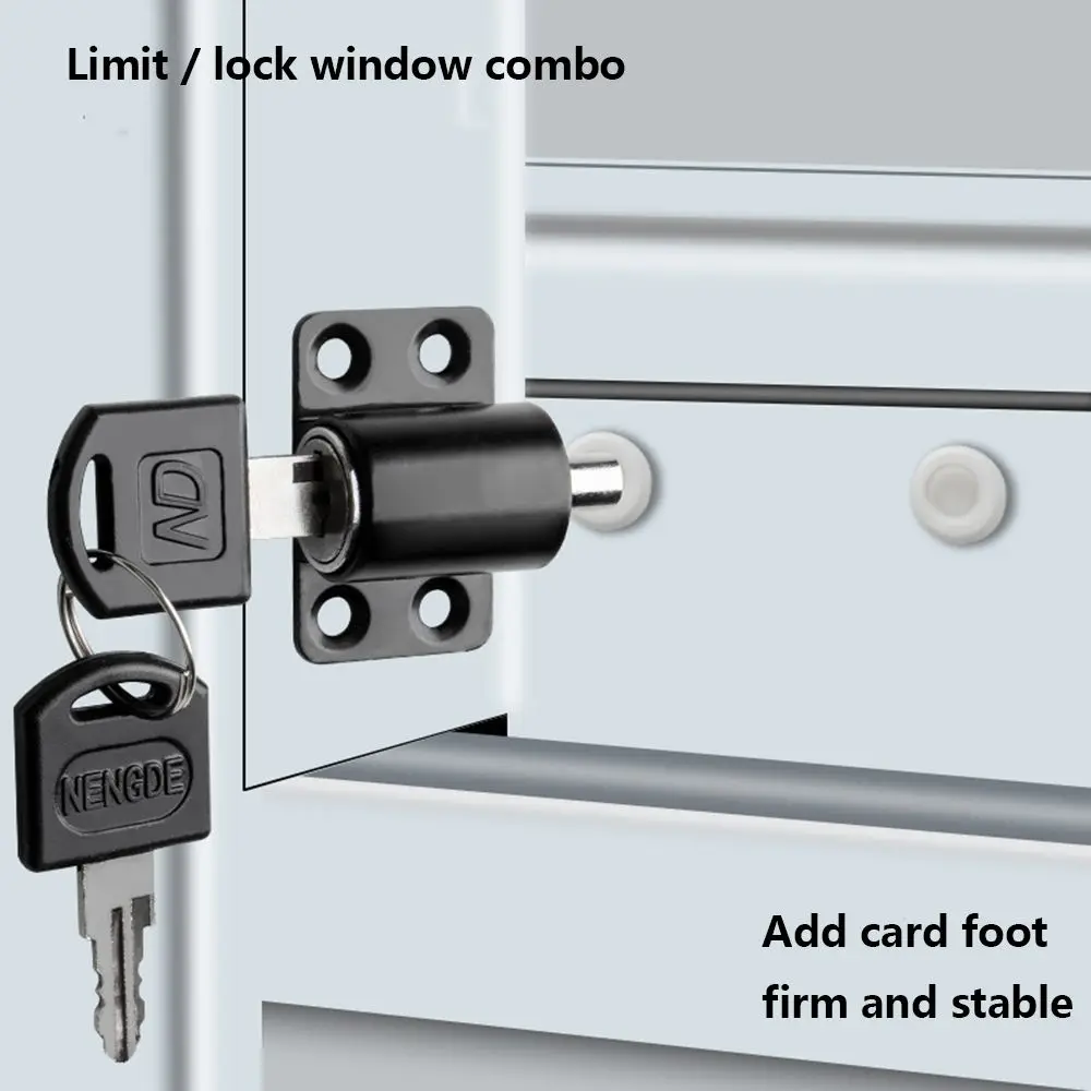 Description Picture 2 of itemLimiter Door Window Security Lock Antitheft Child Safety Lock Screw Door Lock Key Shift Door Lock Flat Sliding Door Lock