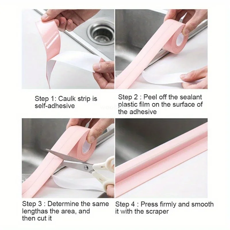 Multifunction Kitchen Self Adhesive Sealing Tape Bathroom Shower Bath Caulk Strip Waterproof Wall Sticker Sink Mold Proof Edge T